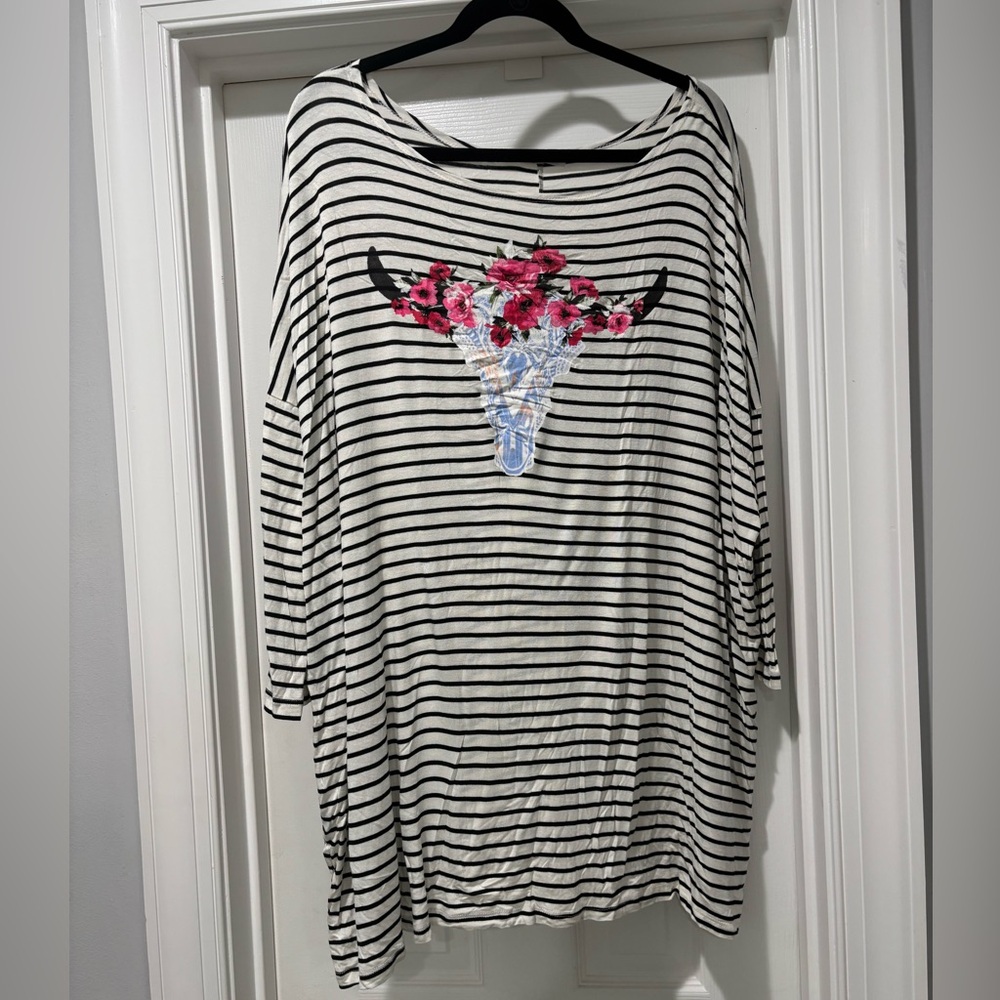 Peach Love floral bull tunic